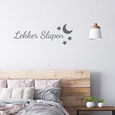 Stickerheld - Muursticker Lekker slapen - Slaapkamer - Droom zacht - Sweet dreams - Nederlandse Teksten - Mat Donkergrijs - 27.5x77.6cm