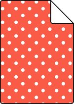Proefstaal ESTAhome behang stippen koraalrood - 138101 - 26,5 x 21 cm