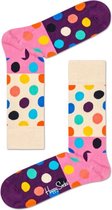 Happy Socks Big Dot Block Sokken, Wit/Roze/Paars - Maat 36-40