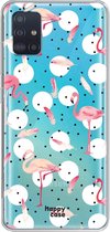 HappyCase Samsung Galaxy A51 Hoesje Flexibel TPU Flamingo Print