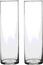 2x Ronde bloemen vaas/vazen van helder glas 30 cm - Voor verse of kunst bloemen en boeketten - Glazen vazen transparant 2 stuks