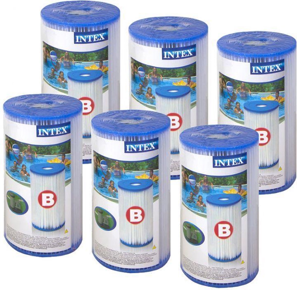 Zwembad filters 6 stuks - Intex type B pomp - vervangingsfilters