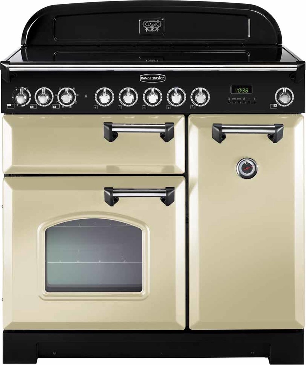 Rangemaster Classic Deluxe 90 Ceramic Vrijstaand fornuis Zwart, Crème Keramisch A