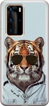 Huawei P40 Pro hoesje siliconen - Tijger wild | Huawei P40 Pro case | groen | TPU backcover transparant