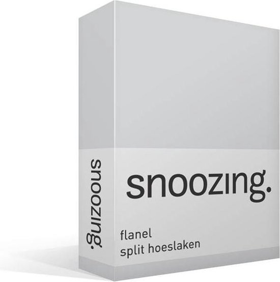 Snoozing flanel split hoeslaken Grijs Lits-jumeaux (200x200 cm) (20 grijs matras)