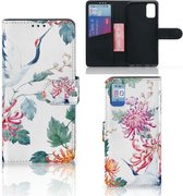 Telefoonhoesje Geschikt voor Samsung Galaxy A41 Wallet Bookcase Bird Flowers