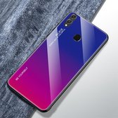 Voor Huawei Honor 8X Gradient Color Glass Case (rood blauw)