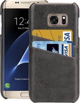 Voor Galaxy S7 Edge / G935 Oil Wax Texture Leather Cover Case met kaartsleuven (grijs)