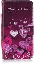 Letter Heart Pattern Horizontale Flip Leather Case voor LG V40 ThinQ, met houder en kaartsleuven en portemonnee