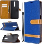 Voor xiaomi redmi k30 kleuraanpassing denim textuur horizontale flip lederen case met houder & kaartsleuven & portemonnee & lanyard (koningsblauw)