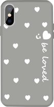 Voor iPhone XS / X lachend gezicht Meerdere Love-hearts patroon kleurrijke frosted TPU telefoon beschermhoes (grijs)