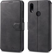 Voor Geschikt voor Xiaomi Redmi Note7 AZNS kalf textuur magnetische horizontale Flip PU lederen tas met houder & kaartsleuven & fotolijst (zwart)