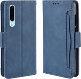 Wallet Style Skin Feel Calf Pattern lederen tas voor Huawei P30, met apart kaartslot (blauw)