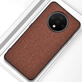 Voor OnePlus 7T schokbestendige stoffen textuur PC + TPU beschermhoes (bruin)