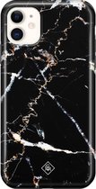 iPhone 11 rondom bedrukt hoesje - Marmer zwart | Apple iPhone 11 case | zwart | Luxe telefoonhoesje | Extra sterk