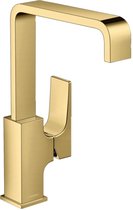 Hansgrohe Metropol 1-gats wastafelkraan 230 met push open waste m. 120° draaibare uitloop 16.5cm polished gold