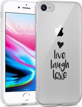 iPhone SE (2022) / SE (2020) / 8 / 7 Hoesje Siliconen - iMoshion Design hoesje - Transparant / Zwart / Live Laugh Love