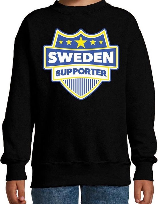 Zweden  / Sweden schild supporter sweater zwart voor kids jaar