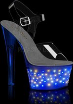 Pleaser Sandaal met enkelband, Paaldans schoenen -36 Shoes- ECHOLITE-708 Paaldans schoenen Wit/Transparant