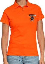 Oranje supporter polo t-shirt Holland met zwarte leeuw oranje dames - Koningsdag / EK WK XXL (45-48)