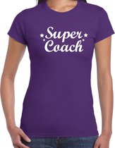 Super coach cadeau t-shirt paars voor dames 2XL