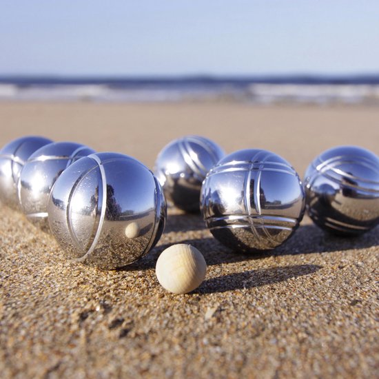 Relaxdays 2x jeu de boules set - 12 metalen ballen - petanque - in draagtas  – afstandmeter | bol