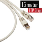 Internetkabel 15 meter - CAT5e FTP kabel RJ45 - Grijs