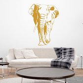 Muursticker Olifant -  Goud -  116 x 160 cm  -  slaapkamer  woonkamer  dieren - Muursticker4Sale