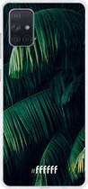 6F hoesje - geschikt voor Samsung Galaxy A71 -  Transparant TPU Case - Palm Leaves Dark #ffffff