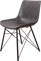 DS4U® Aiden eetkamerstoel - stoel - industrieel - PU leer - metaal - vintage zwart