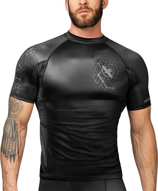 Hayabusa Geo Short Sleeve Rashguard - Zwart, Grijs - maat M