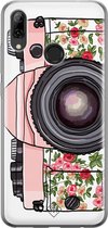 Huawei P Smart 2019 hoesje siliconen - Hippie camera | Huawei P Smart (2019) case | Roze | TPU backcover transparant