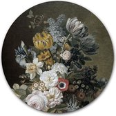 Ronde muursticker Stilleven met bloemen - WallCatcher | Eelke Jelles Eelkema | 120 cm behangsticker wandcirkel