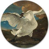 Cercle mural Le cygne en voie de disparition | Aluminium 80 cm | Chef-d'œuvre de Jan Asselijn | Oeuvres et peintures rondes | Décoration murale pour l'intérieur et l'extérieur | Cercle mural Old Masters sur Dibond