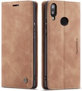 CaseMe - Hoesje geschikt voor Huawei P Smart (2019) - Wallet Book Case - Magneetsluiting - Licht Bruin