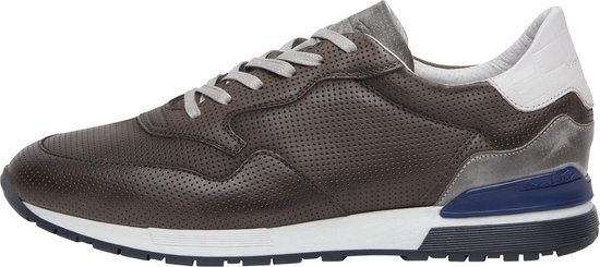 Van Lier Chavar nubuck sneakers met slangenprint blauw - Schoenen.nl