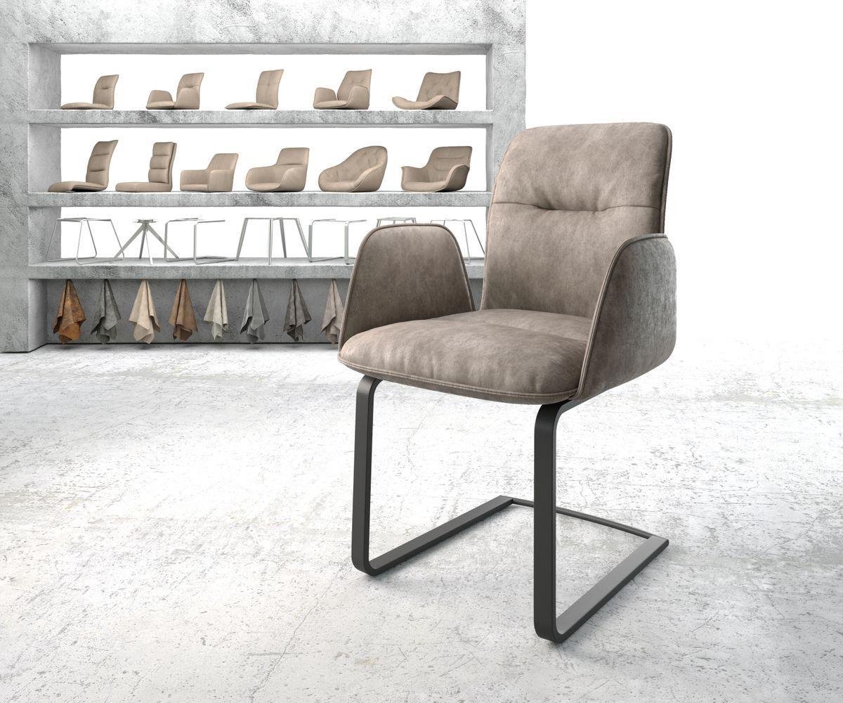 Sledestoel Vinja-Flex sledemodel vlak zwart microvelours taupe vintage