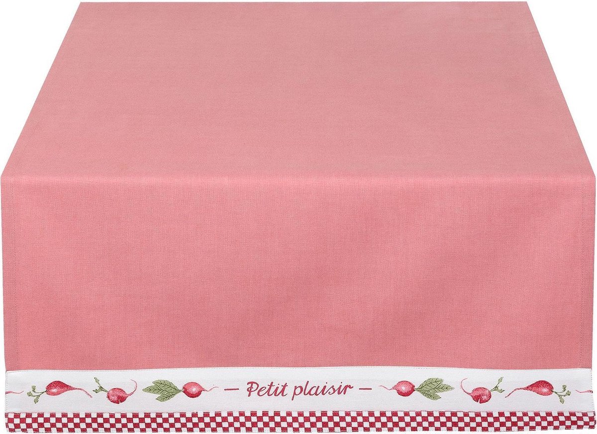 Clayre & Eef Tafelloper 50*140 cm Rood Katoen radijs Tafelkleed Loper Tafeltextiel