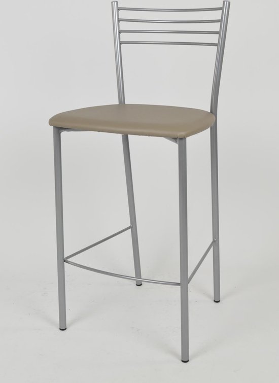 Foto: Tommychairs elena eetkamerstoelen set van 2 aluminium cappuccino kunstleer