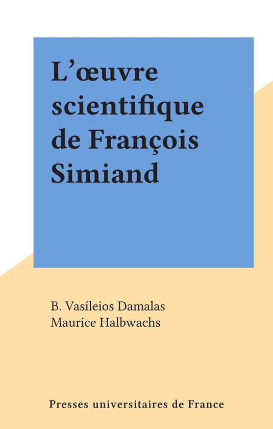 L'œuvre scientifique de François Simiand - cover