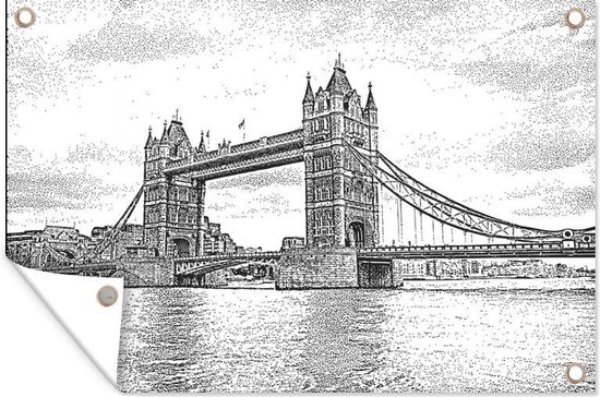 Illustration du Tower Bridge aux lignes noires affiche de jardin 30x40 cm -  petit 