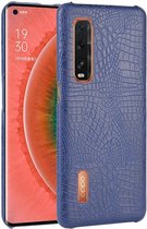 Oppo Find X2 Pro Kunstleren Hoesje met Krokodil Textuur Donkerblauw