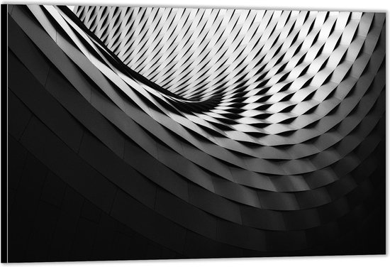 Dibond – Zwart/Wit Achitectuur - Kunst– 90x60 Foto op Aluminium (Met Ophangsysteem)