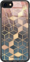 iPhone SE 2020 hoesje glass - Cubes art | Apple iPhone SE (2020) case | Hardcase backcover zwart