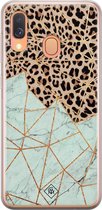 Samsung A40 hoesje siliconen - Luipaard marmer mint | Samsung Galaxy A40 case | Bruin | TPU backcover transparant