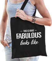 This is what fabulous looks like cadeau katoenen tas zwart voor dames - kado tas / tasje / shopper voor een fantastische dame / vrouw