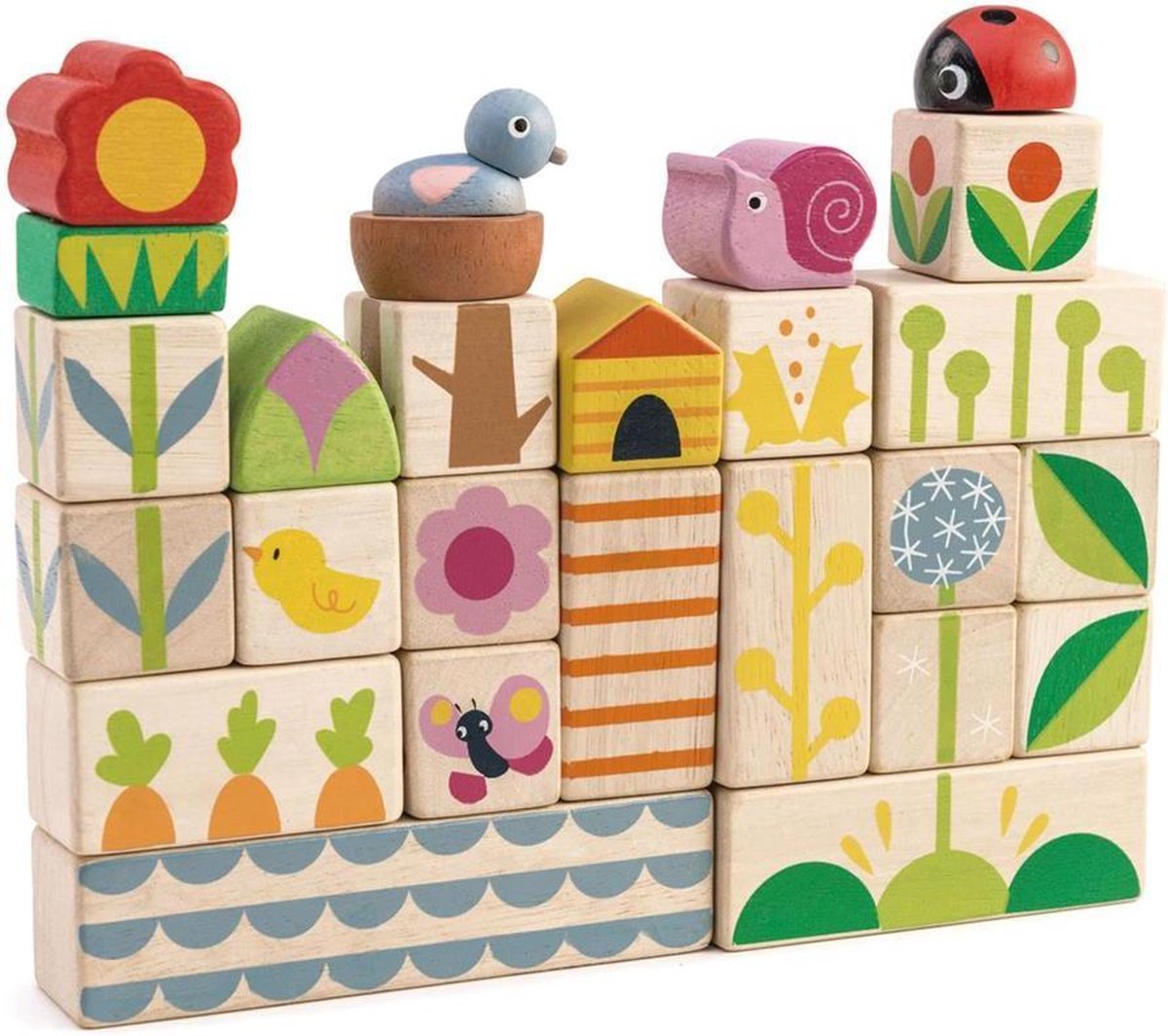 | Tender Leaf Preschool: BLOKKEN TUIN 12x3x3,6cm Blokken, hout, 40 stuks, 18m+