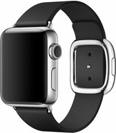 Wabando Kunstleren Bandje moderne gesp Avant-Garde Zwart compatibel met Apple Watch 45/44/42 mm