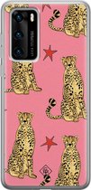Huawei P40 hoesje siliconen - The pink leopard | Huawei P40 case | Roze | TPU backcover transparant