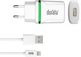 Durata AC Adapter DR-65 Oplader met Lightning kabel voor iPhone 11 / Pro / Max / X / Xs/ XR / MAX / 8 / 8 Plus / SE / 2020 / 5S / 5 / 5C / 6S / 6 Plus / 7 / 7 Plus / iPad